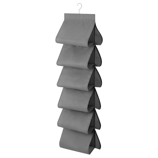 IKEA SKUBB dark grey hanging shoe organizer featuring 12 pockets